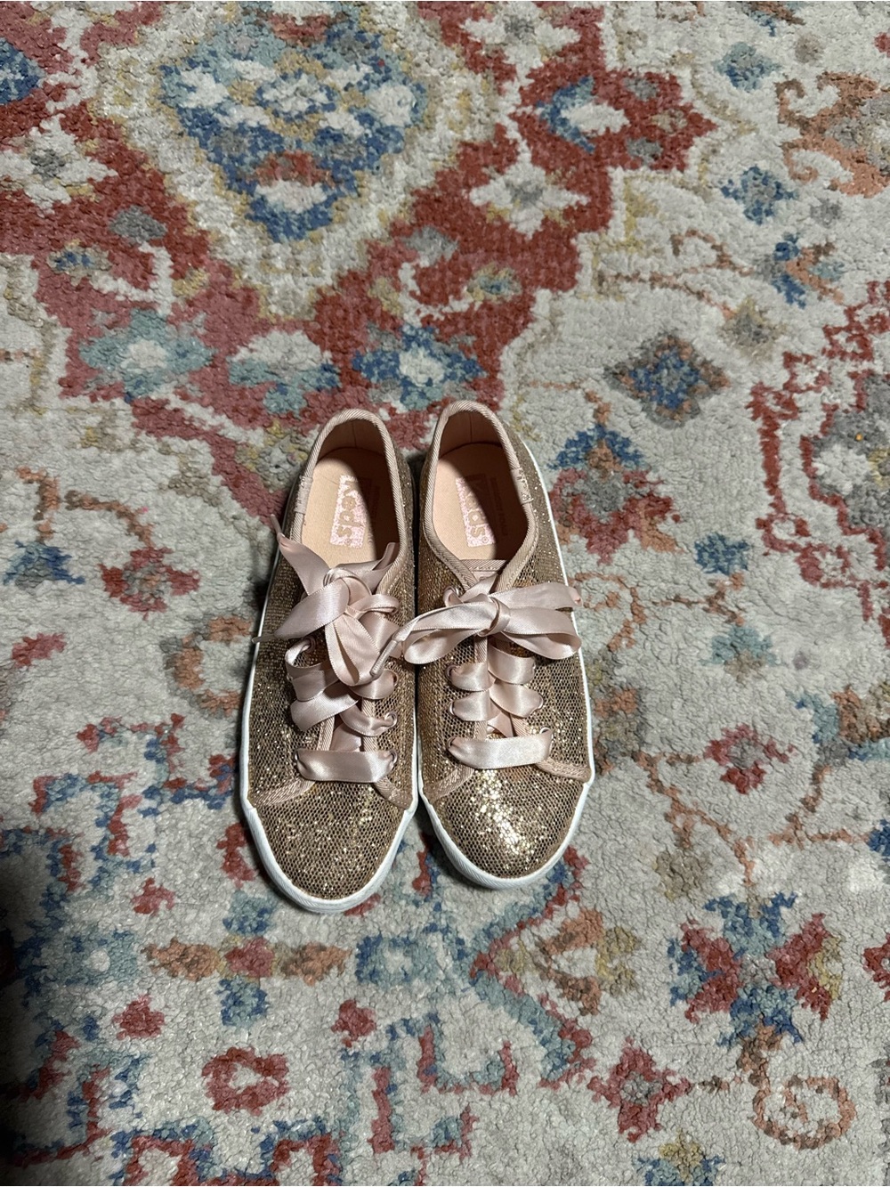 Keds Gold Glitter Kickstart Celebrations Ribbon Lace Shoes 13